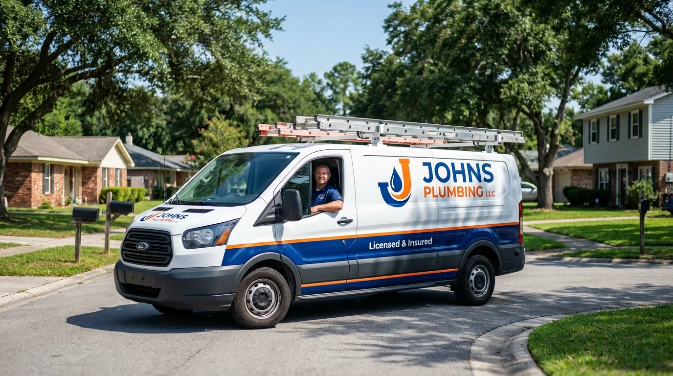 Johns Plumbing LLC service van in Palos Heights, IL